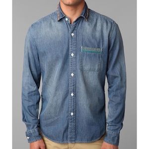 Koto Blue Sashiko Denim Shirt Long Sleeve Medium